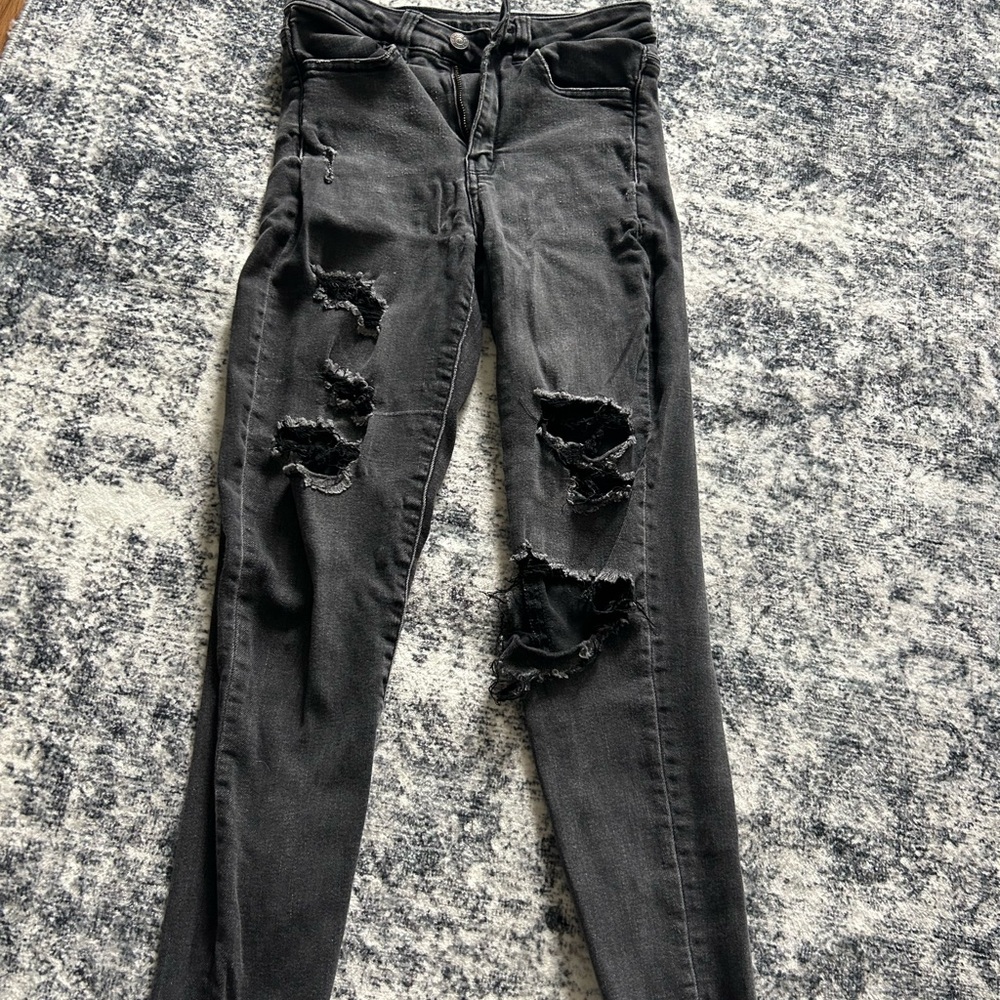 American Eagle Outfitters Next Level Stretch Black Skinny Jeggings Crop